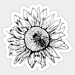 Sunflower and Bee | Minimalist Artwork Sticker